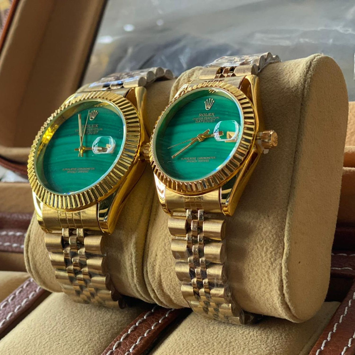 Rolex pareja Day date piedras