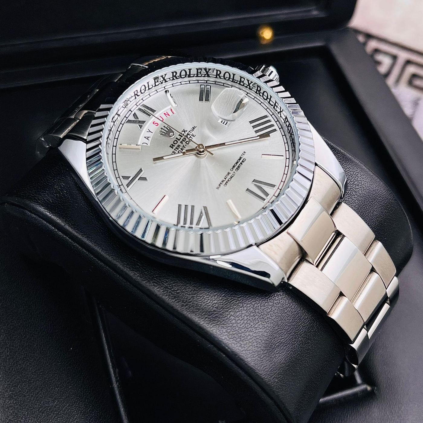 Reloj con caja de lujo | Rolex Presidente Números Romanos